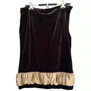 NWT Grace Elements velour chocolate brown & tan skirt with ruffle detail size 14